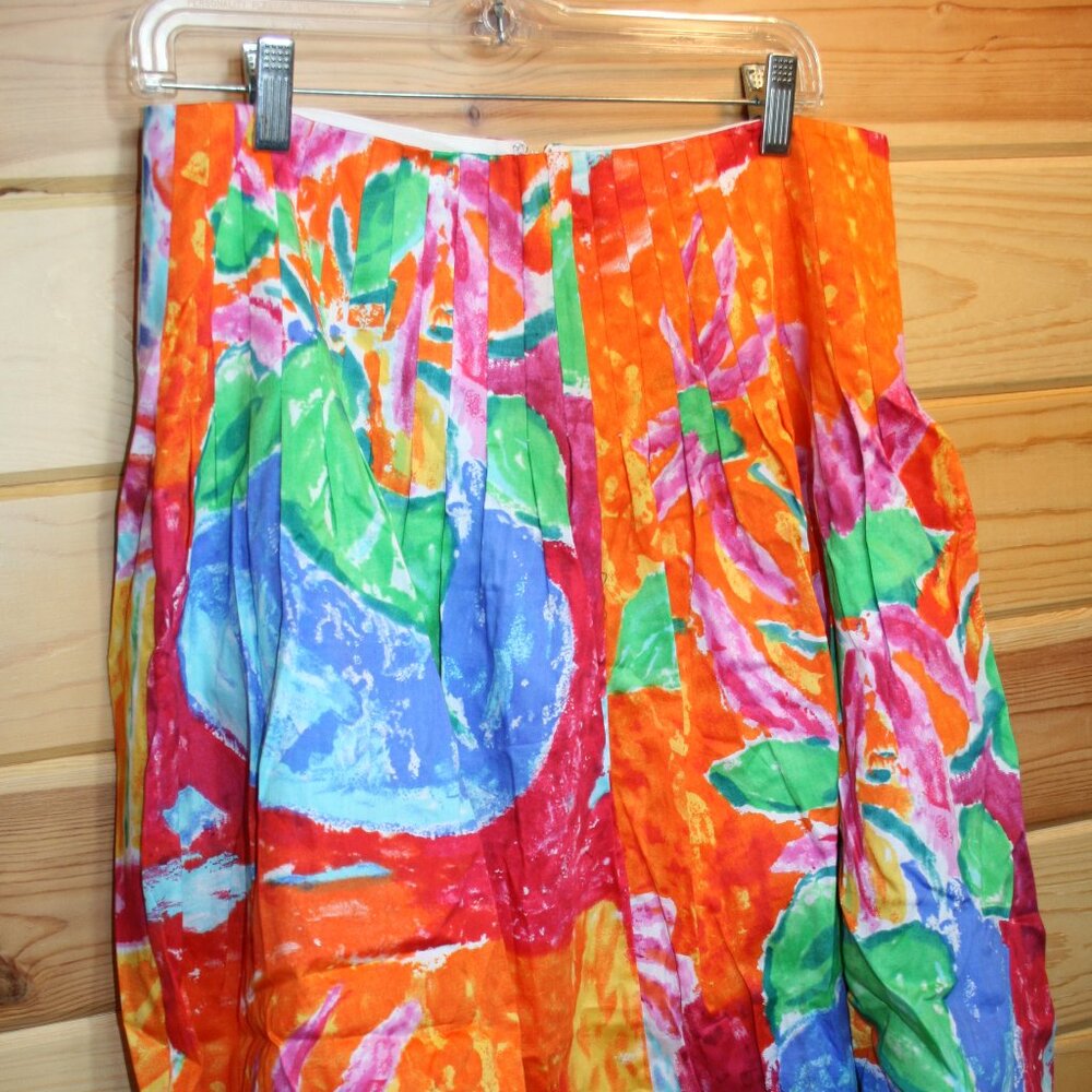Lauren Ralph Lauren Vibrant Orange Multicolor A-Line Skirt